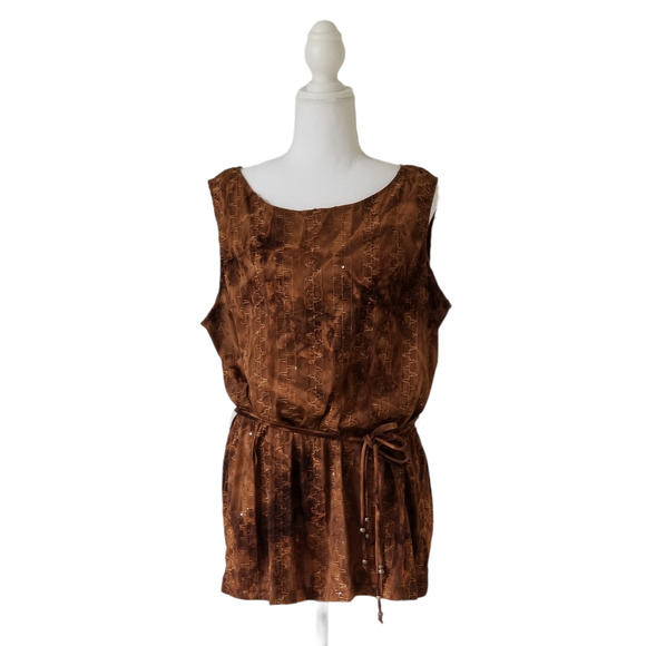 White Stag abstract Embroidered with sequins Tank Top - Size XL - Picture 3 of 5